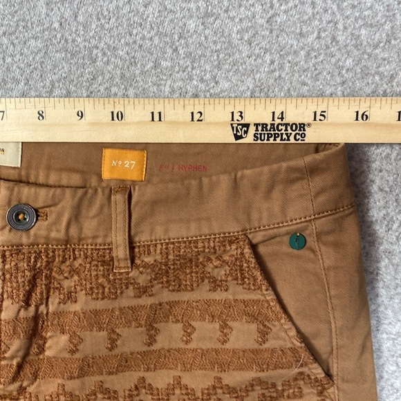 Pilcro Hyphen embroidered shorts tan size 27 boho cottagecore Aztec embroidery - Picture 7 of 10